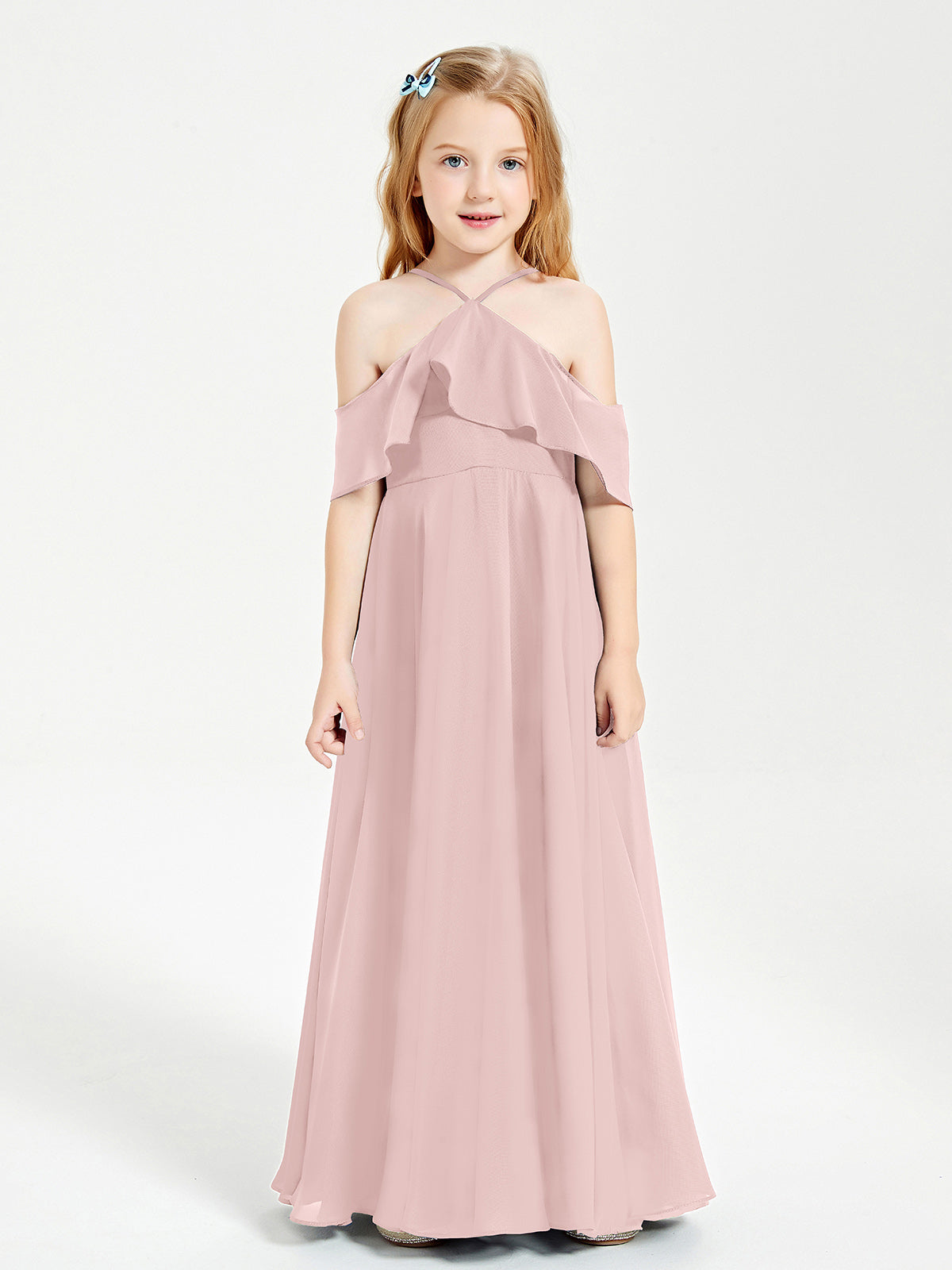 Off-the-Shoulder Long Dresses for Junior Bridesmaids Dusty Rose